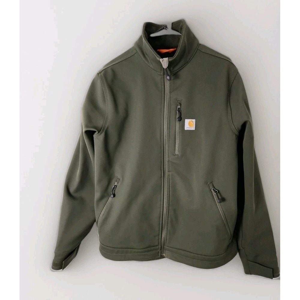 Carhartt Mens Medium Crowley Softshell Rain Defender Jacket Moss Green Full Zip